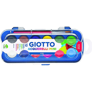 Giotto Pack de 12 Acuarelas Mini 23mm. - Colores Luminosos - Evita la Dispersion del Agua