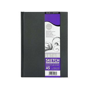 Daler Rowney Simply Cuaderno de Dibujo Cosido A5 54 Hojas 100g/m2 - Cubierta Rigida - Color Blanco