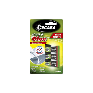 Cegasa Power Glue Pack de 3 Pegamentos Instantaneos 1gr - Color Transparente