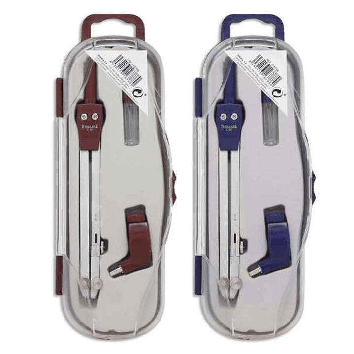 Bismark Compas Escolar con Articulacion y Adaptador Universal - Incluye Tubo de Minas - Presentado en Estuche de Plastico - 2 Colores Aleatorios 1