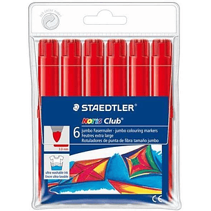 Staedtler Noris Watercolour 340 Pack de 6 Rotuladores de Gran Tamaño - Trazo 3mm Aprox - Lavable Facilmente - Tinta Base de Agua - Color Rojo