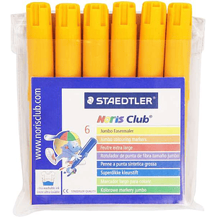 Staedtler Noris Watercolour 340 Pack de 6 Rotuladores de Gran Tamaño - Trazo 3mm Aprox - Lavable Facilmente - Tinta Base de Agua - Color Amarillo