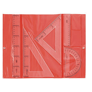 Safta Pack de 5 Reglas de Dibujo - Estuche de Plastico con Broche - Colores Aleatorios Rojo y Azul