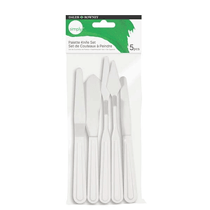 Daler Rowney Simply Pack de 5 Espatulas de Plastico - Diferentes Formas - Plastico Duradero - Color Blanco
