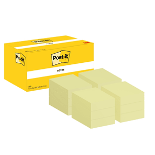 Post-It Pack de 12 Blocs de 100 Notas Adhesivas Reposicionables - Forma Rectangular - 38x51mm - Color Amarillo Claro
