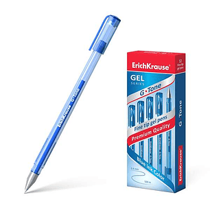 Erichkrause G-Tone Boligrafo de Gel - Cuerpo Translucido con Grip Perfilado Triangular - Punta de 0,5mm - Tinta de Gel de Secado Rapido - Color Azul