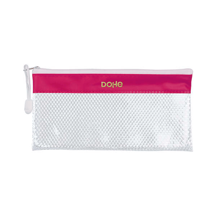 Dohe Bolsa Apaisada Tamaño 22x11cm - Fabricada en PVC - Resistente al Agua - Ideal para Viajes - Cierre de Cremallera - Banda Color Fucsia 1