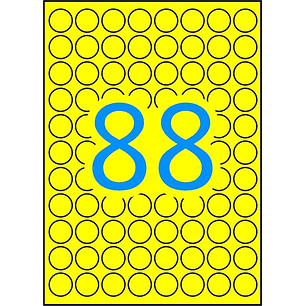 Apli Pack de 704 Etiquetas Redondas Ø 16mm - 8 Hojas A5 por 88 Etiquetas - Adhesivo Permanente - Color Amarillo