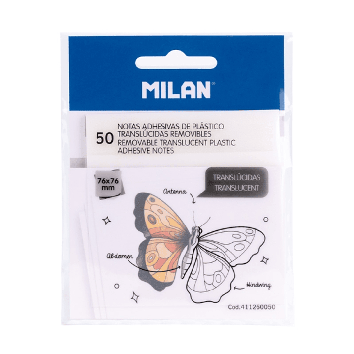 Milan Pack de 50 Notas Adhesivas - Translucidas - Removibles - 76x76mm - Color Transparente 1