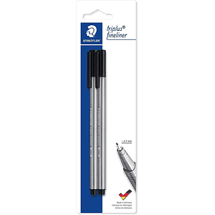 Staedtler Triplus Fineliner 334 Pack de 2 Rotuladores de Punta Fina - Trazo de 0.3mm Aprox - Diseño Ergonomico - Tinta Base de Agua - Color Negro