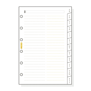 Finocam C375 Indice Alfabetico para Agendas Classic - 12 Solapas - Formato 603 - 79x127x3mm - Cartulina - Color Blanco