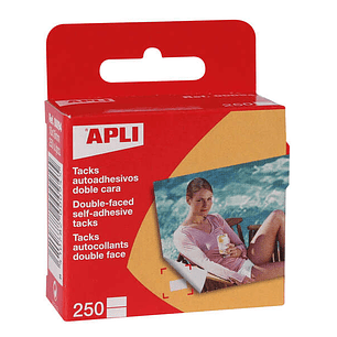 Apli Pack de 250 Tacks Autoadhesivos Doble Cara 10x16mm - Ideal para Fotos, Scrapbooking y Manualidades - Libre de Acidos - Transparente