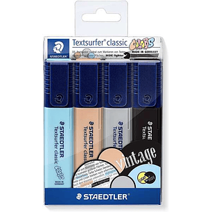 Staedtler Textsurfer Classic 364 Pack de 4 Marcadores Fluorescentes - Secado Rapido - Trazo 1 - 5mm Aprox - Colores Surtidos