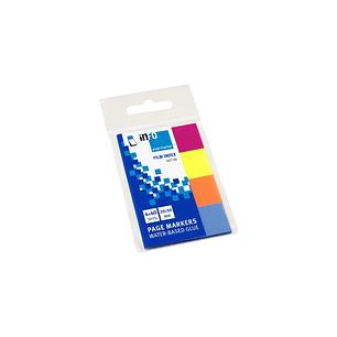 Global Notes inFO Pack de 4 Blocs de 40 Marcadores de Pagina 50 x 20mm - Colores Amarillo, Naranja, Azul y Rosa