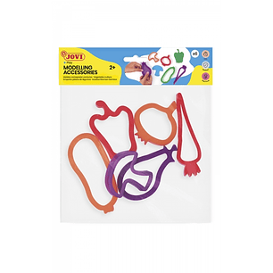 Jovi Modelling Accessories Bolsa Colgable con 6 Moldes de Corte Vegetales - Moldes de Plastico para Plastilina - Formas de Verduras - Color Surtido