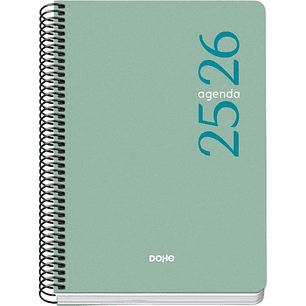 Dohe Esencial Agenda Escolar 25/26 Espiral A5 - Semana Vista - Papel 70g/m2 - Cubierta en Polipropileno - Color Verde