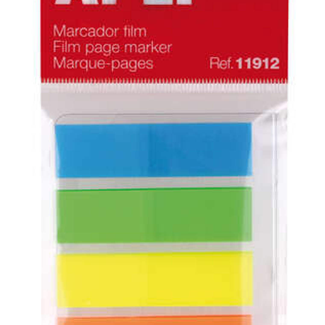 Apli Indices Adhesivos Film 45x12mm 5 Colores Fluorescentes - 25 Indices por Color - Facil de Pegar y Despegar - Ideal para Marcar y Organizar - Pract 1