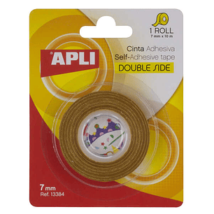 Apli Cinta Adhesiva Doble Cara 7mm x 10m - Facil de Cortar y Aplicar - Adhesion Fuerte y Duradera - Transparente Transparente