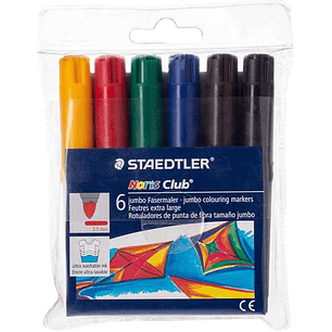Staedtler Noris Watercolour 341 Pack de 6 Rotuladores de Gran Tamaño - Trazo 3mm Aprox - Lavable Facilmente - Tinta Base de Agua - Colores Surtidos