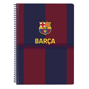 Safta F.C.Barcelona Cuaderno Espiral - Tapas Duras - 80 Hojas A4 con Cuadriculada 4X4mm - Formato Cuarto - 15.5x22x1cm - Color Rojo y Azul