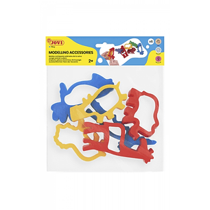 Jovi Modelling Accessories Bolsa Colgable con 6 Moldes de Corte Animales de Jungla - Moldes de Plastico para Plastilina - Formas de Animales de la Sel