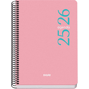 Dohe Esencial Agenda Escolar 25/26 Espiral A5 - Semana Vista - Papel 70g/m2 - Cubierta en Polipropileno - Color Rosa