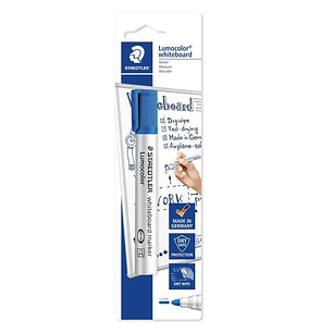Staedtler Lumocolor 351 Rotulador para Pizarra Blanca - Trazo 2mm - Secado Rapido - Recargable - Color Azul