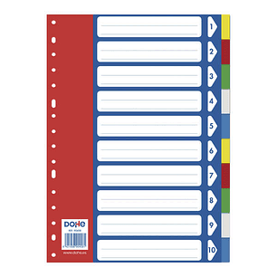 Dohe Separadores para Archivadores y Carpetas de Anillas - 120 Micras - Multitaladro de 16 Perforaciones - Bolsa Autoadhesiva Individual