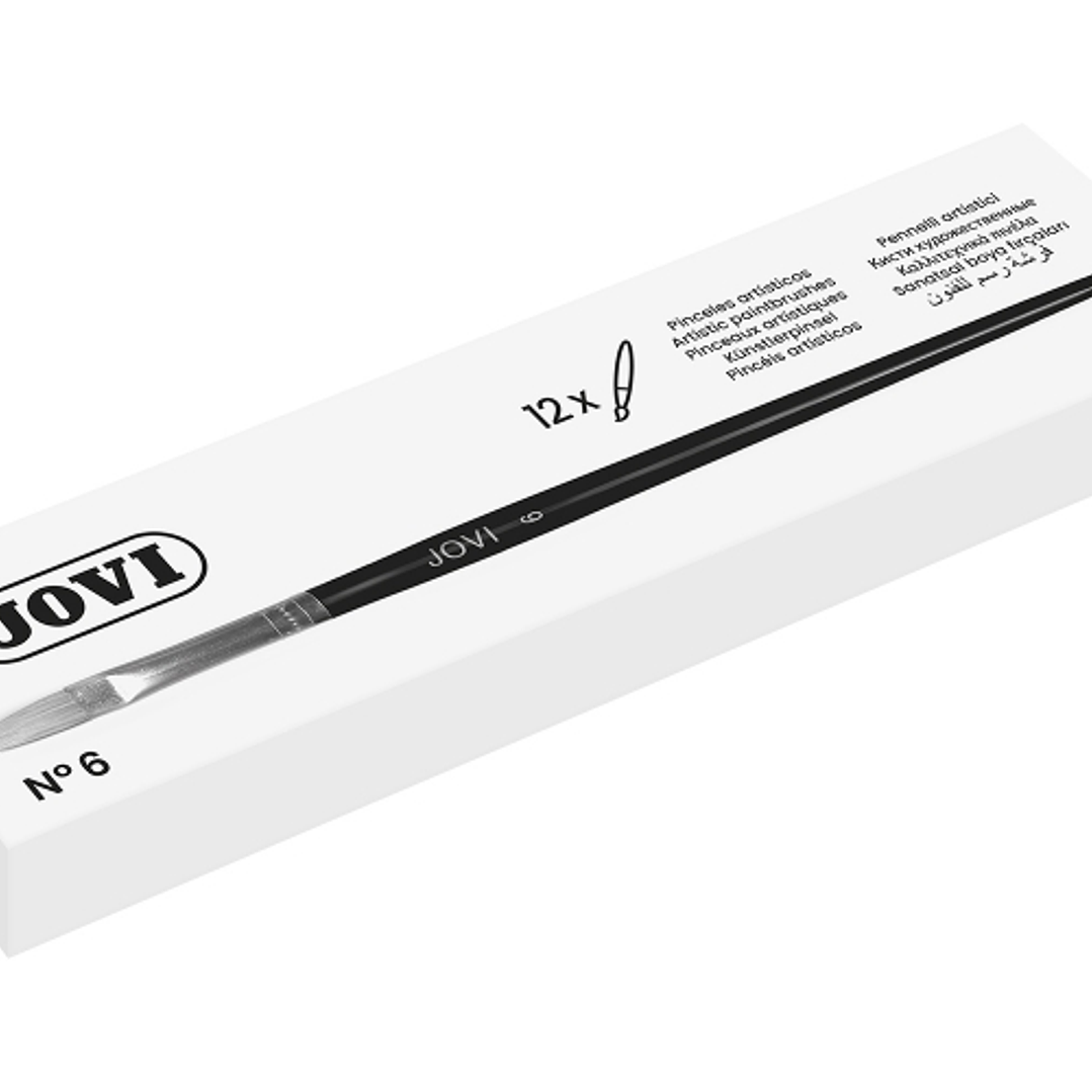 Jovi Pinceles Artisticos Planos Pelo de Cerda Nº 6 - Pelo Natural - Mango de Madera - Punta Plana - Pelo Duro - Color Varios 1