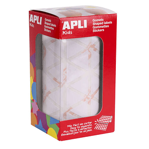 Apli Gomets Triangulares Blancos - 20x20x20mm - Adhesivo Permanente - 2832 Gomets por Rollo - Normas EN-71 y FSC - Adhesivo Base Agua - Libre de Disol