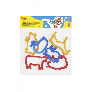 Jovi Modelling Accessories Bolsa Colgable con 6 Moldes de Corte Animales de Granja - Plastico Duradero - Formas de Animales de la Granja - Ideal para 