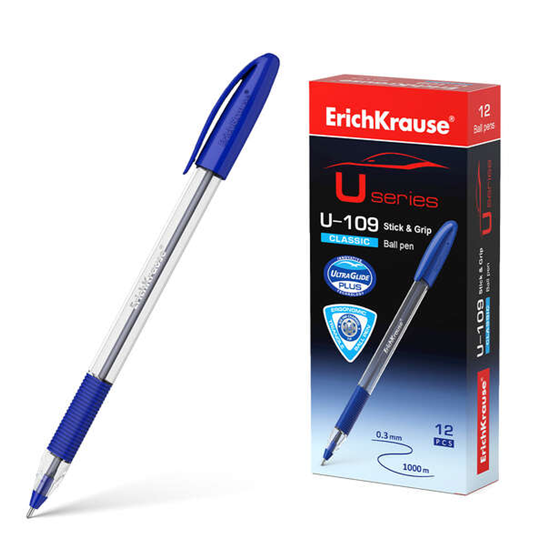 Erichkrause Boligrafo U-109 Classic Stick&Grip 1.0 - Ultra Glide Technology - Color Azul 1
