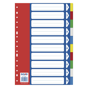 Dohe Separadores para Archivadores y Carpetas de Anillas - 120 Micras - Multitaladro de 16 Perforaciones - Bolsa Autoadhesiva Individual