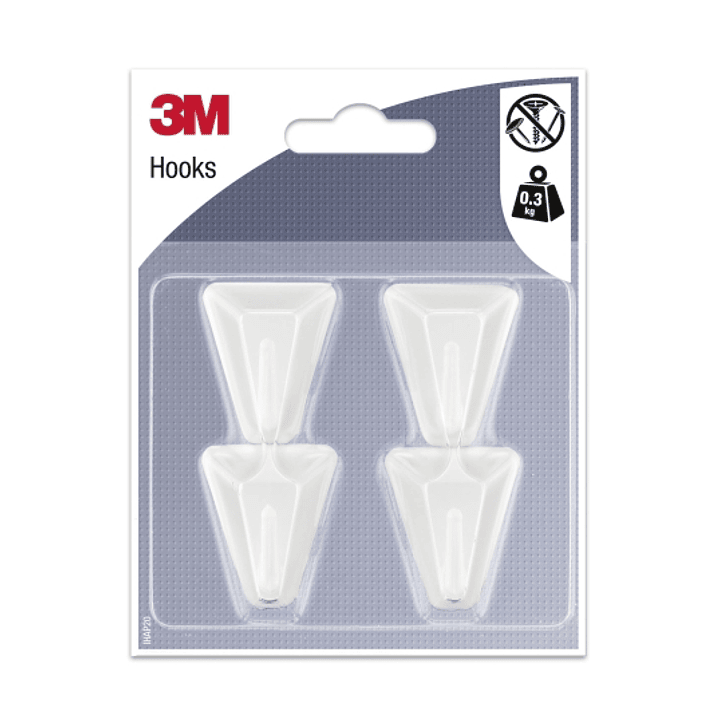 3M Pack de 4 Ganchos Adhesivos Triangulares - Soporta hasta 1kg - Color Blanco 1