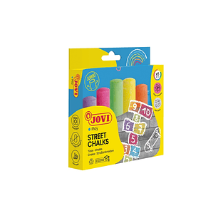 Jovi Street Chalks Estuche de 6 Tizas Jumbo - Compactas - sin Polvo - Materias Primas Naturales - Trazos Nitidos - Faciles de Borrar - Resistentes - C