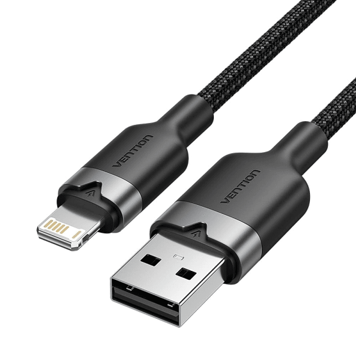 Vention Cable USB-A a Lightning 2.4A - 1m - Trenzado - Color Negro 1