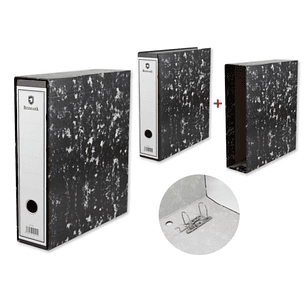 Bismark Archivador A-Z Jaspeado A4 con Funda - Lomo 75mm - Carton Forrado - Tarjetero en el Lomo - Mecanismo de Palanca - Color Negro Jaspeado