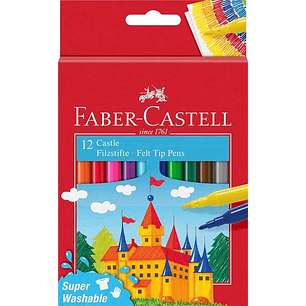 Faber-Castell Castle Pack de 12 Rotuladores - Tinta con Base de Agua Lavable - Colores Surtidos