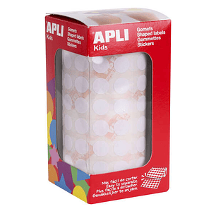 Apli Gomets Redondos Blancos con Adhesivo Permanente - Ø 10.5mm - 5192 Gomets por Rollo - Ideal para Desarrollar la Psicomotricidad Fina