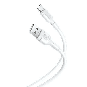 XO Cable de Carga y Transmision de Datos Tipo C - Longitud 1m - Silicona Suave y Duradera - Alta Velocidad 5V, 2.1A - Conector Tipo C - Color Blanco