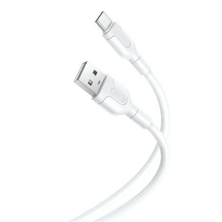 XO Cable de Carga y Transmision de Datos Tipo C - Longitud 1m - Silicona Suave y Duradera - Alta Velocidad 5V, 2.1A - Conector Tipo C - Color Blanco 1