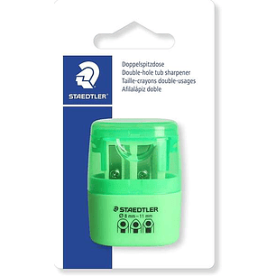 Staedtler Sacapuntas Doble Uso con Deposito - 2 Agujeros - De 8.2mm hasta 10.2mm - Color Verde Neon