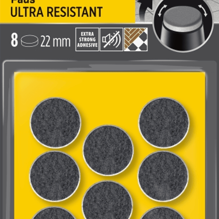 Scotch Pack de 8 Almohadillas de Fieltro Adhesivas - Ultra Resistentes - Diametro de 22mm - Color Blanco/Gris 1