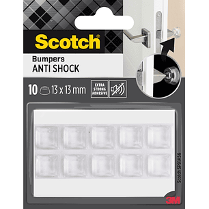 Scotch Pack de 10 Topes Adhesivos para Paredes - Antichoque - 13x13mm - Color Transparente