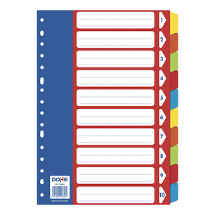 Dohe Separadores para Archivadores y Carpetas de Anillas - 180mm - Cartulina de 180gr - Multitaladro de 16 Perforaciones - Bolsa Autoadhesiva Individu