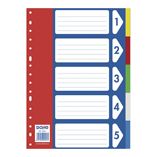 Dohe Separadores para Archivadores y Carpetas de Anillas - 120 Micras - Multitaladro de 16 Perforaciones - Polipropileno Resistente - Bolsa Autoadhesi