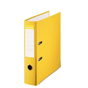 Esselte Archivador de Palanca Formato Folio - Lomo 75mm - Tarjetero en Lomo - Capacidad para 500 Hojas - Color Amarillo