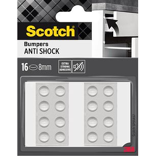 Scotch Topes Adhesivos para Muebles - Antichoque - Diametro de 8mm - Paquete de 16 - Color Transparente