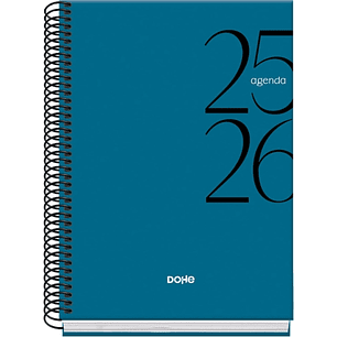 Dohe System Agenda Escolar 25/26 Espiral A5 - Semana Vista - Papel 70g/m2 - Cubierta de Carton Plastificado - Color Azul