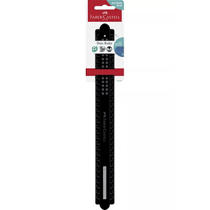 Faber-Castell Dots Regla Recta 30cm - Panel para Nombre - Escalas para Zurdos y Diestros - Color Negro